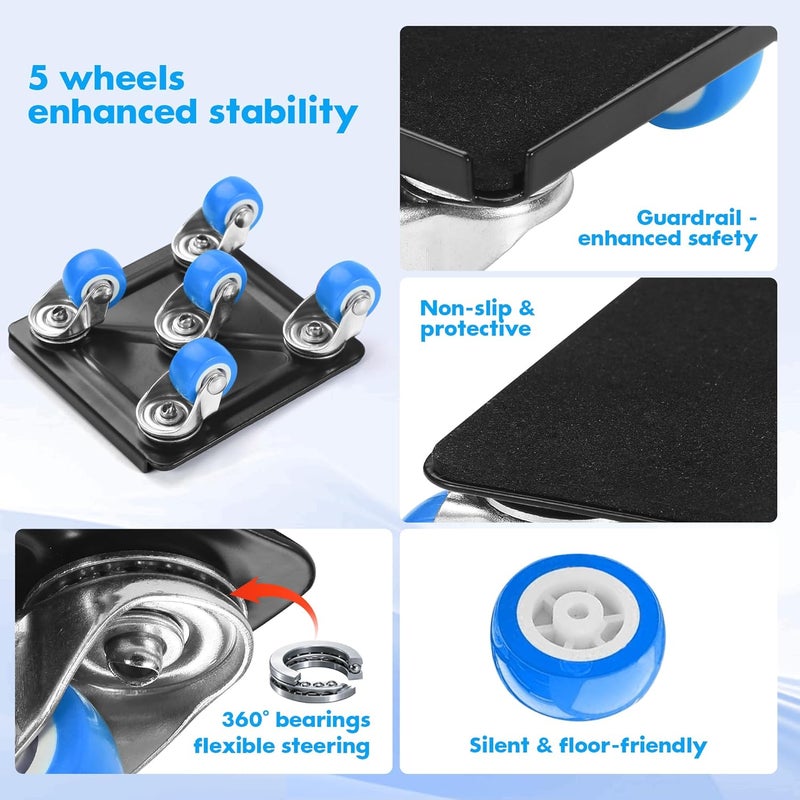 Shnbxtnd Heavy Duty Furniture Moving Tool Set, Supports up to 1000 Pounds, 5 Wheel Metal Furniture Mover, Furniture Dolly, Appliance Furniture Sliders with Wheels, Furniture Lifter Tool (Blue, 4.3" x4.3") - Image 4